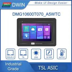 DWIN 7 Inch 1024*600 Pixels Resolution 16.7M Colors IPS-TFT-LCD Best Selling Touch Display DMG10600T070_A5W