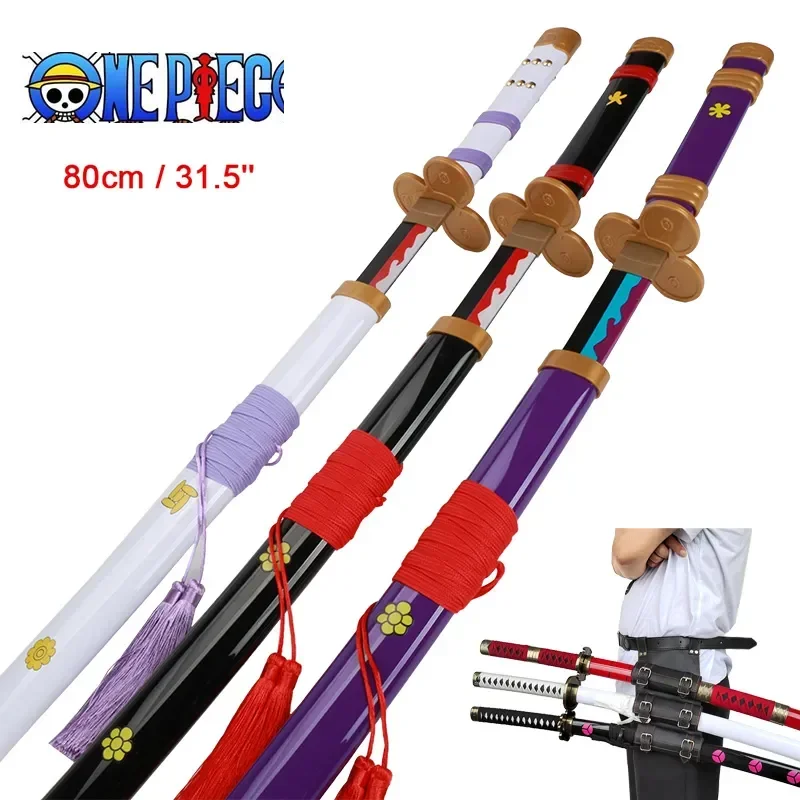 Épée de Samouraï en Bambou de 80cm, Jouet Cosplay de Dessin Animé Japonais, Zoro, Katana, Enma, Kitsu, Shushui, Wado, Lchimonji