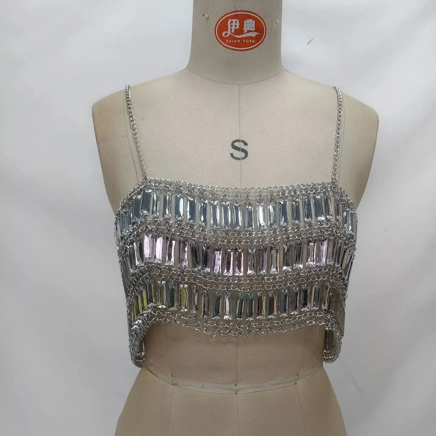 New Arrival Acrylic Sequins Handmade Choker Necklace Multi-layer Patchwork Hot Girl Body Chain Nightclub Party Layered Top