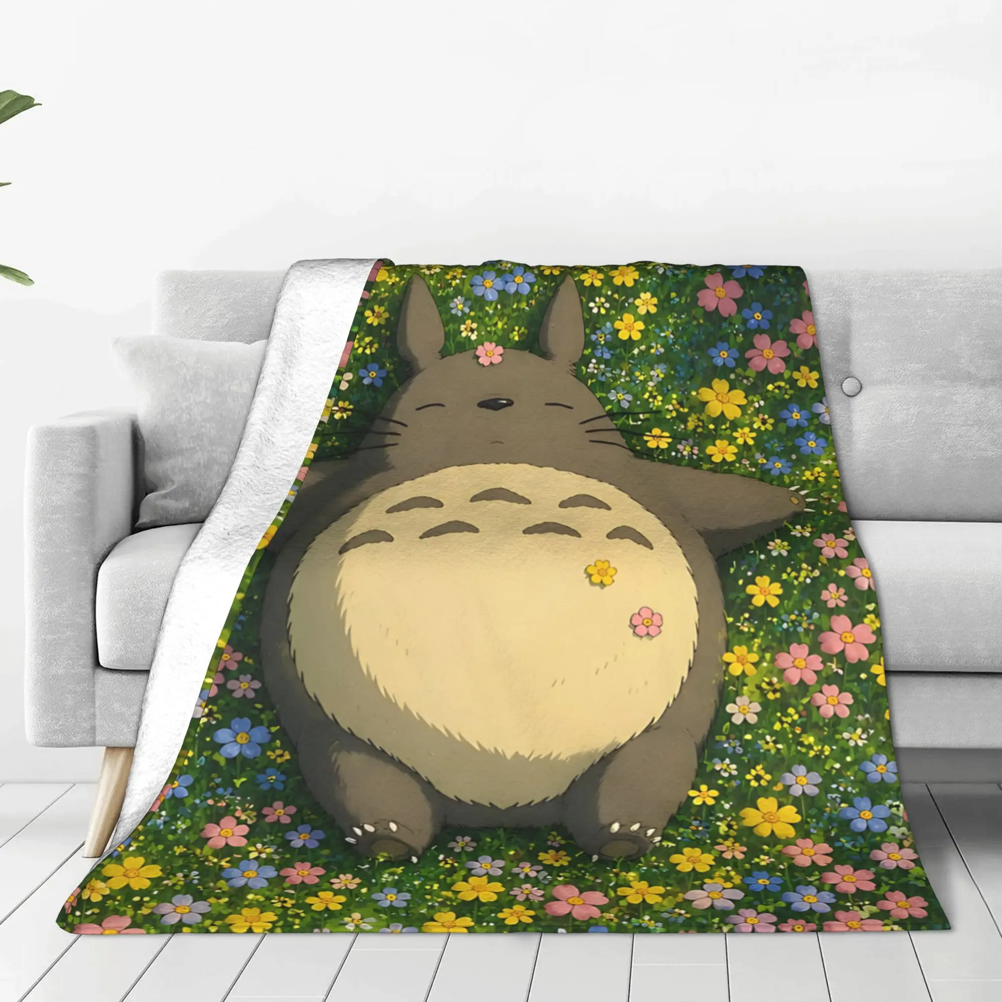 1PC home Cutecore Room Decor Anime My Neighbor Totoros Blanket Throw Blanket  Novelty Warm Blanket All Season