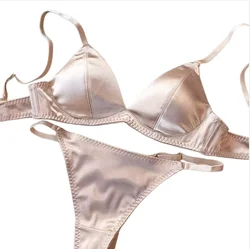 French Triangle Cup Bra Comfortable Underwired Small Chest Sexy Top Support Anti-Sag Comfortable Fabric Thin Glossy Bra