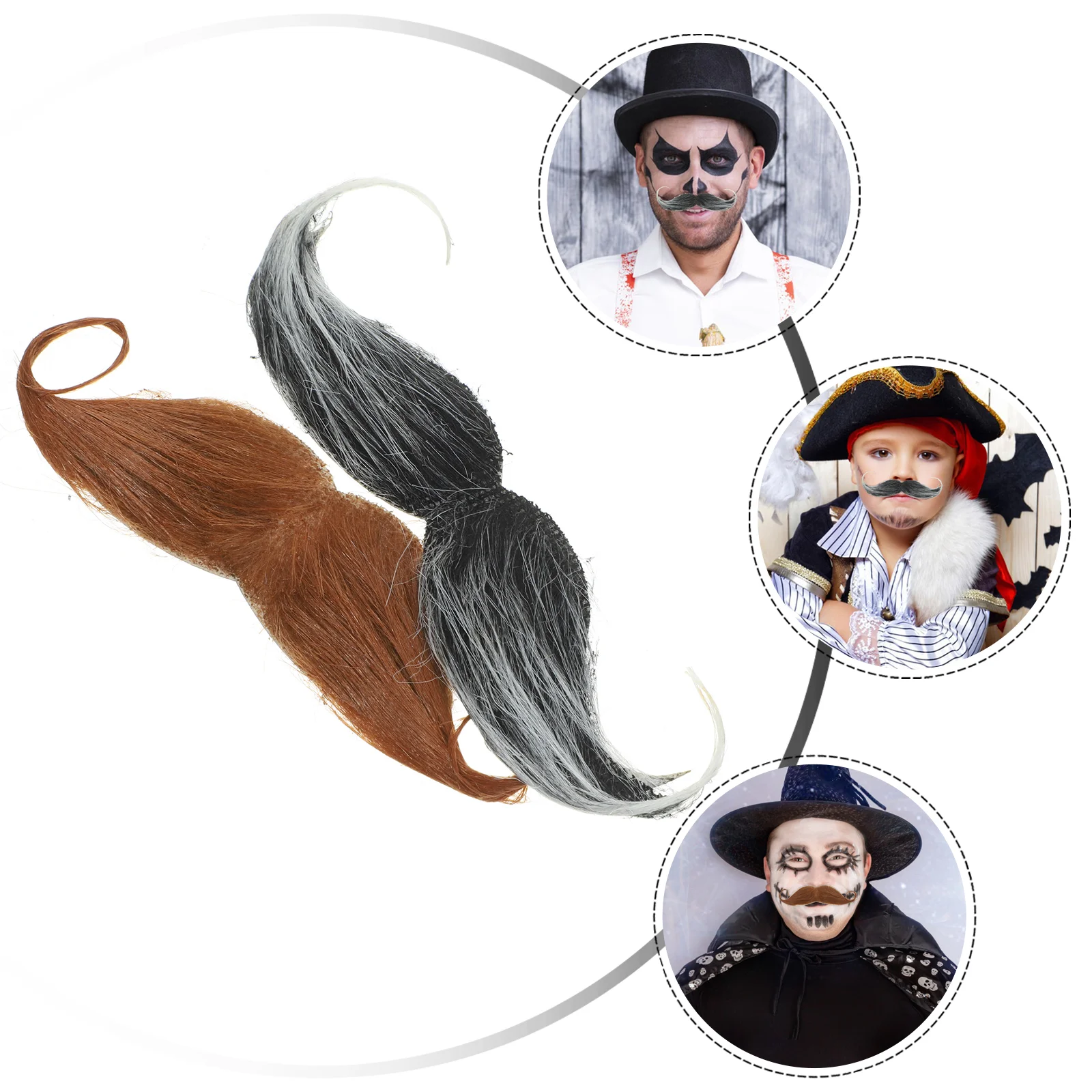 2 Pcs Artificial Halloween Beard Child Fake Mustache Japanese Cloth Costume Funny