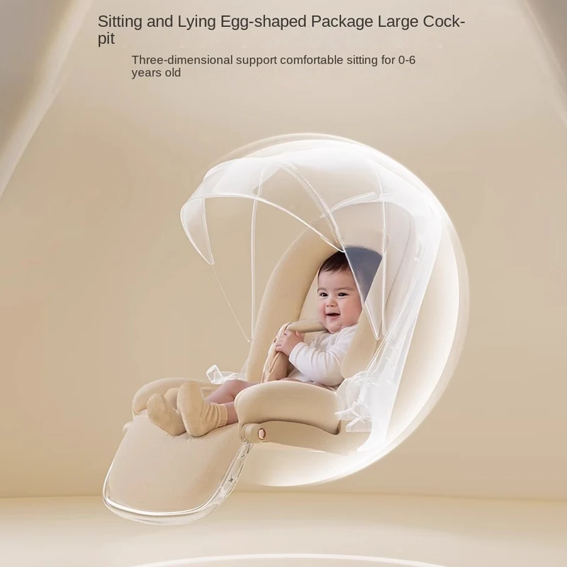 Baby carrige can sit or lie down Lightweight Folding Newborn Baby High Landscape Stroller Two-way Push Anti Vibration Wheels - Image 2