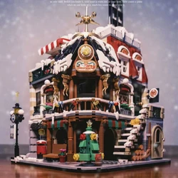 Creative Expert Christmas Cafe House City StreetView Building Block Mini Brick Modular House Santa Claus Tree Toys For Kids Gift