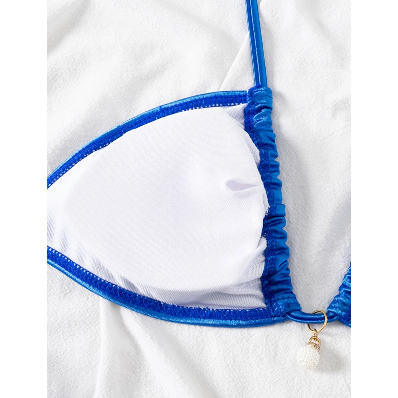 FASKO último bikini triangular azul brillante traje de baño femenino de dos piezas traje de baño de una pieza 2025 traje de baño de playa de verano