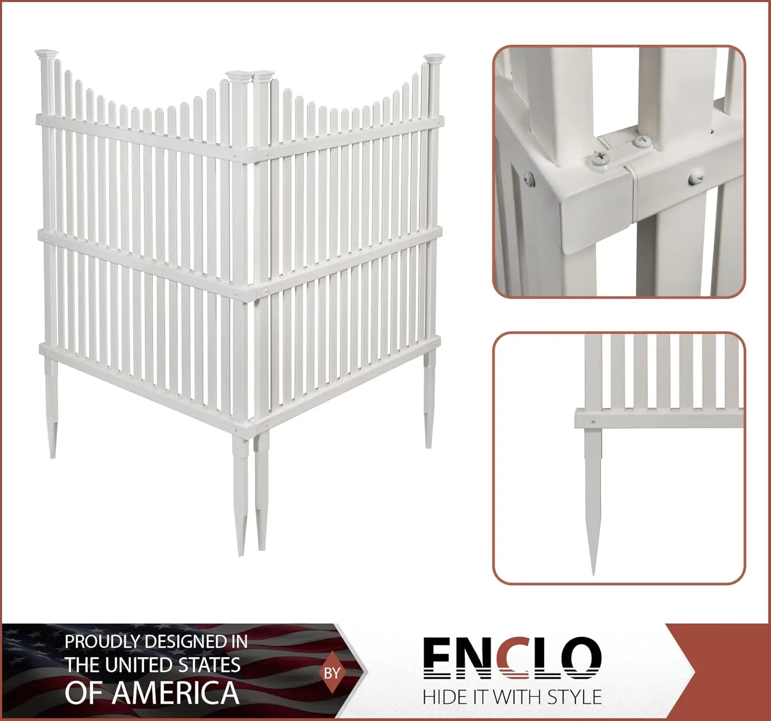 45"H x 36"W White Vinyl Privacy Screen, 2 Panels for Outdoor Enclosure and Fence with Easy Installation