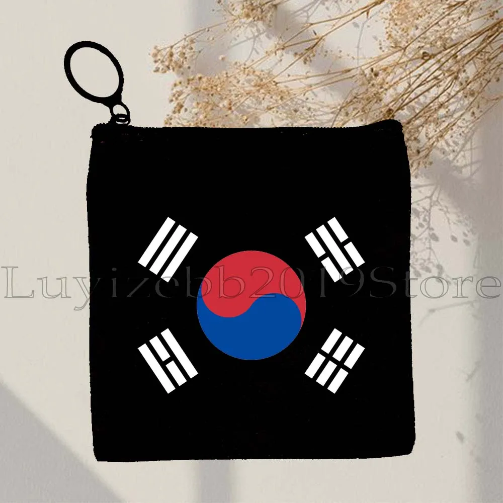 KPOP كوريا الجنوبية العلم سيول Ulzzang Ins إصبع القلب محفظة نسائية للعملات المعدنية حقيبة قماش قنب حقيبة صغيرة مفتاح تخزين حافظة للبطاقات محفظة سستة الحقيبة #3