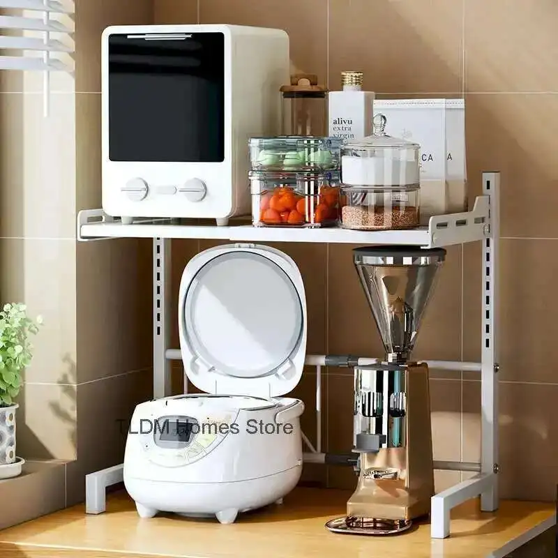 

Telescopic Microwave Oven Rack Shrink Storage Rack Household Rice Cooker Rack Height Adjustable Shelving Ground Seasoning Rack