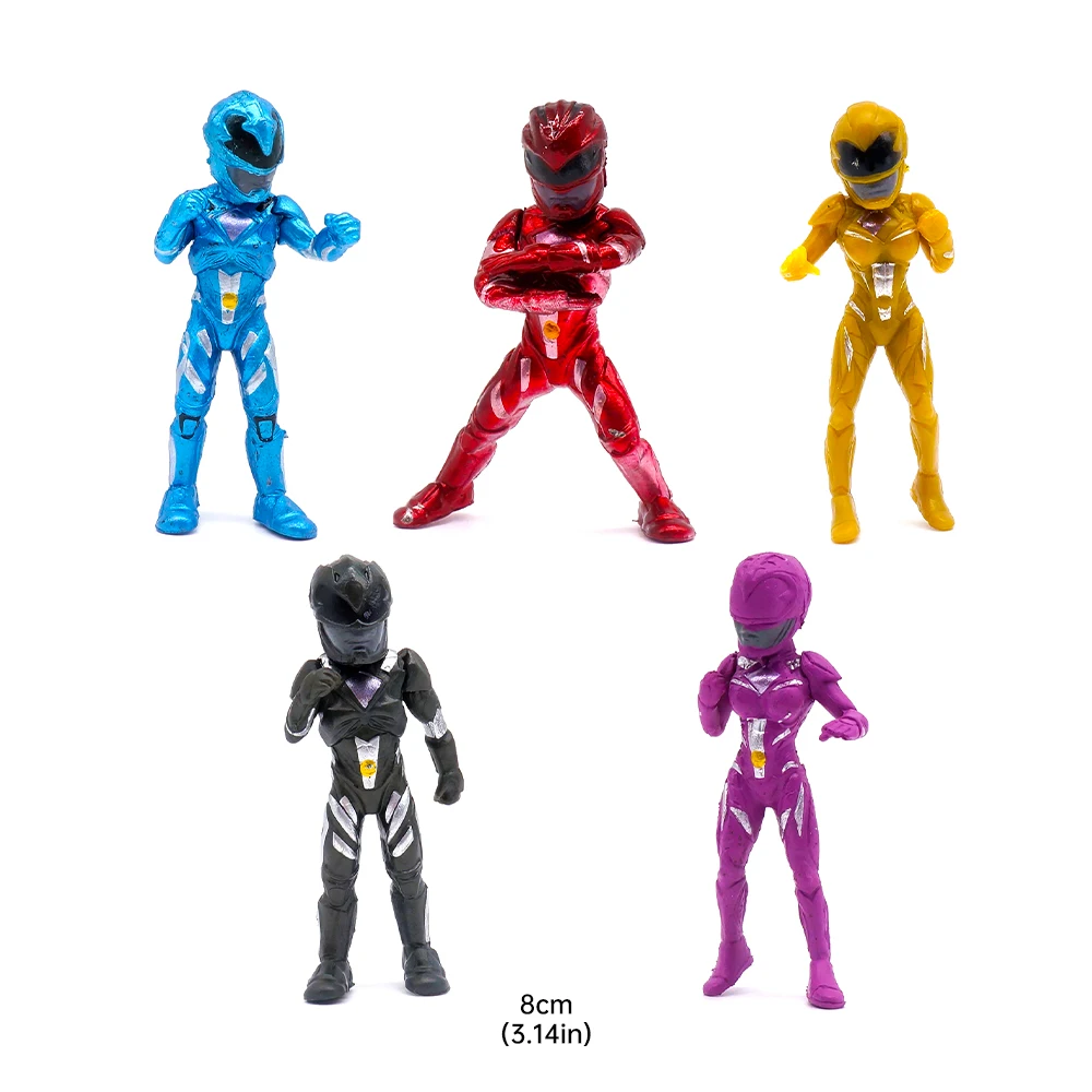 5pcs / Set 8CM Dinosaur Team Power Dolls Around The Film Warrior D Model PVC Ranger Action Figure Collecting For Child Gifts