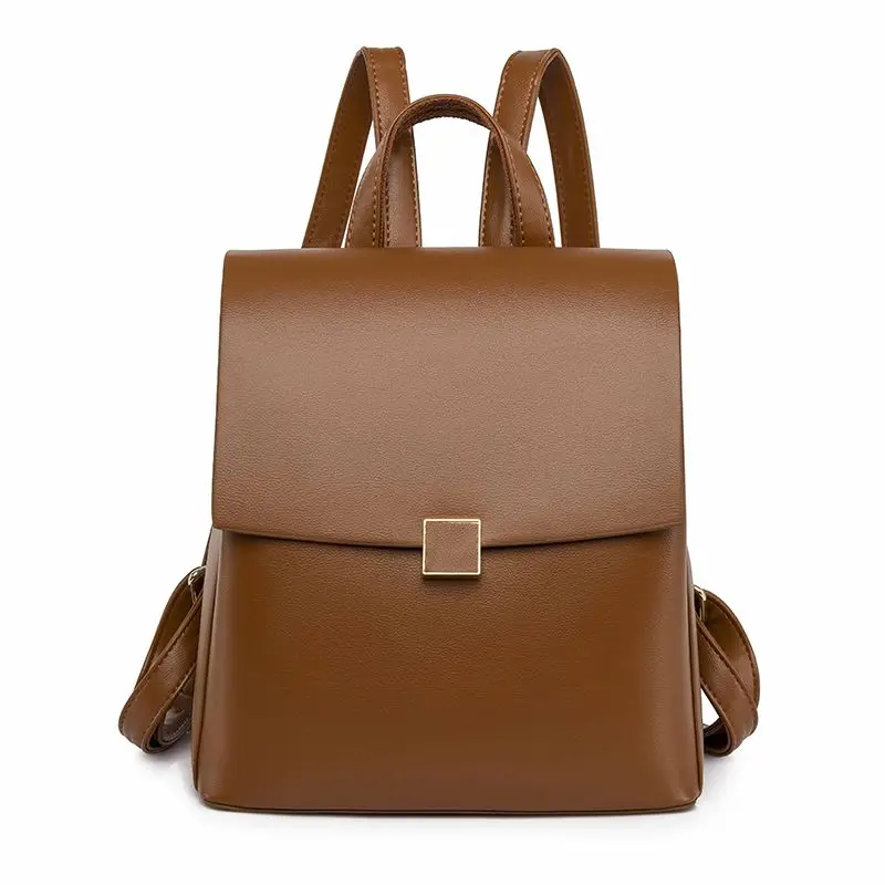 Luxury Design Quality Leather Women\'s Backpack Winter New Solid Color Ladies Anti Theft Travel Bagpack Student School Bag XK228