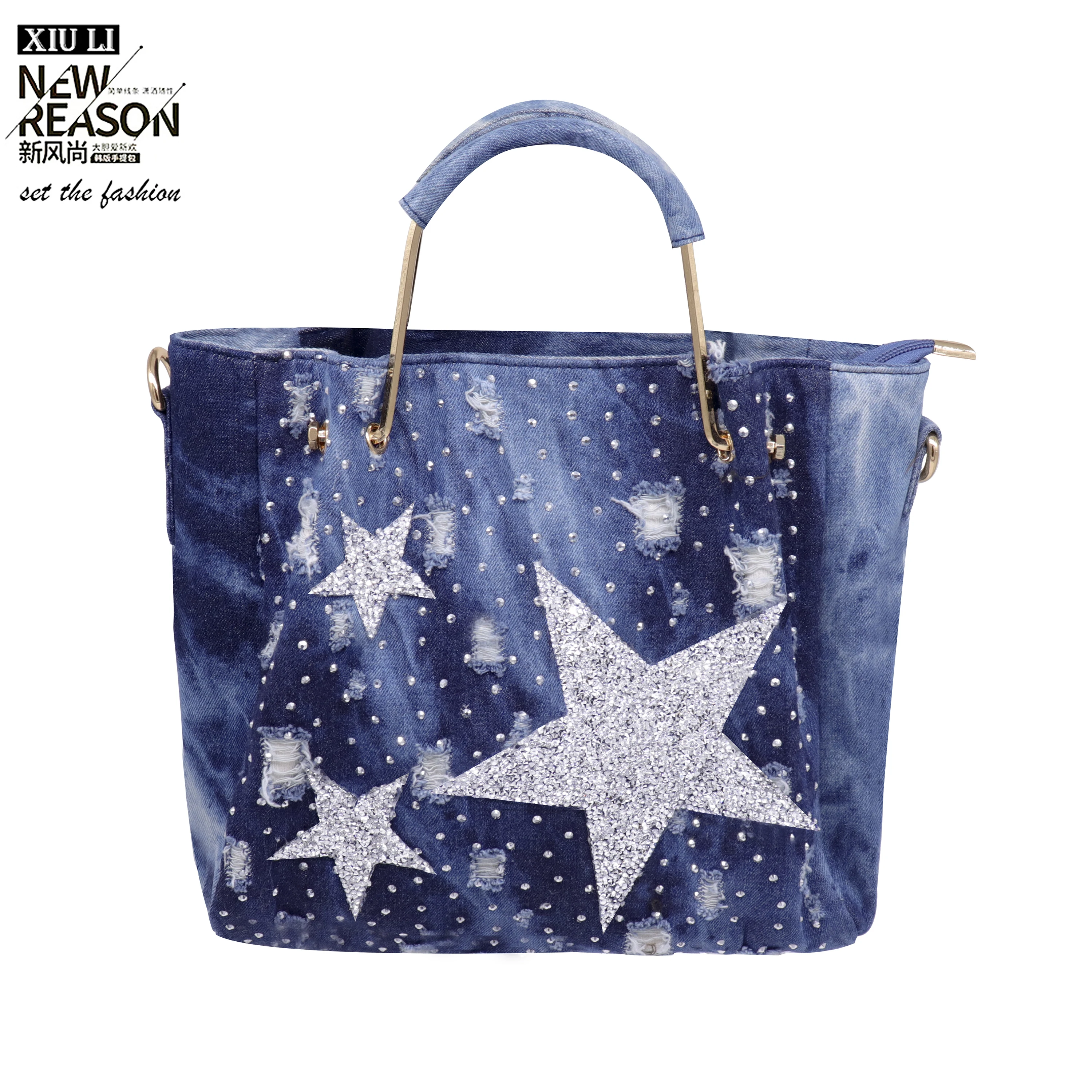 

XIU LI brand 2024 new handbag women washed denim shoulder bag female tote bag high quality zipper crossbody bag