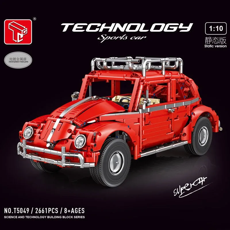 

2661Pcs Technical 1:10 Retro Beetle Sports Car Building Blocks Assembling for Adults Vehicles Toys Desktop Ornament Kids Gifts