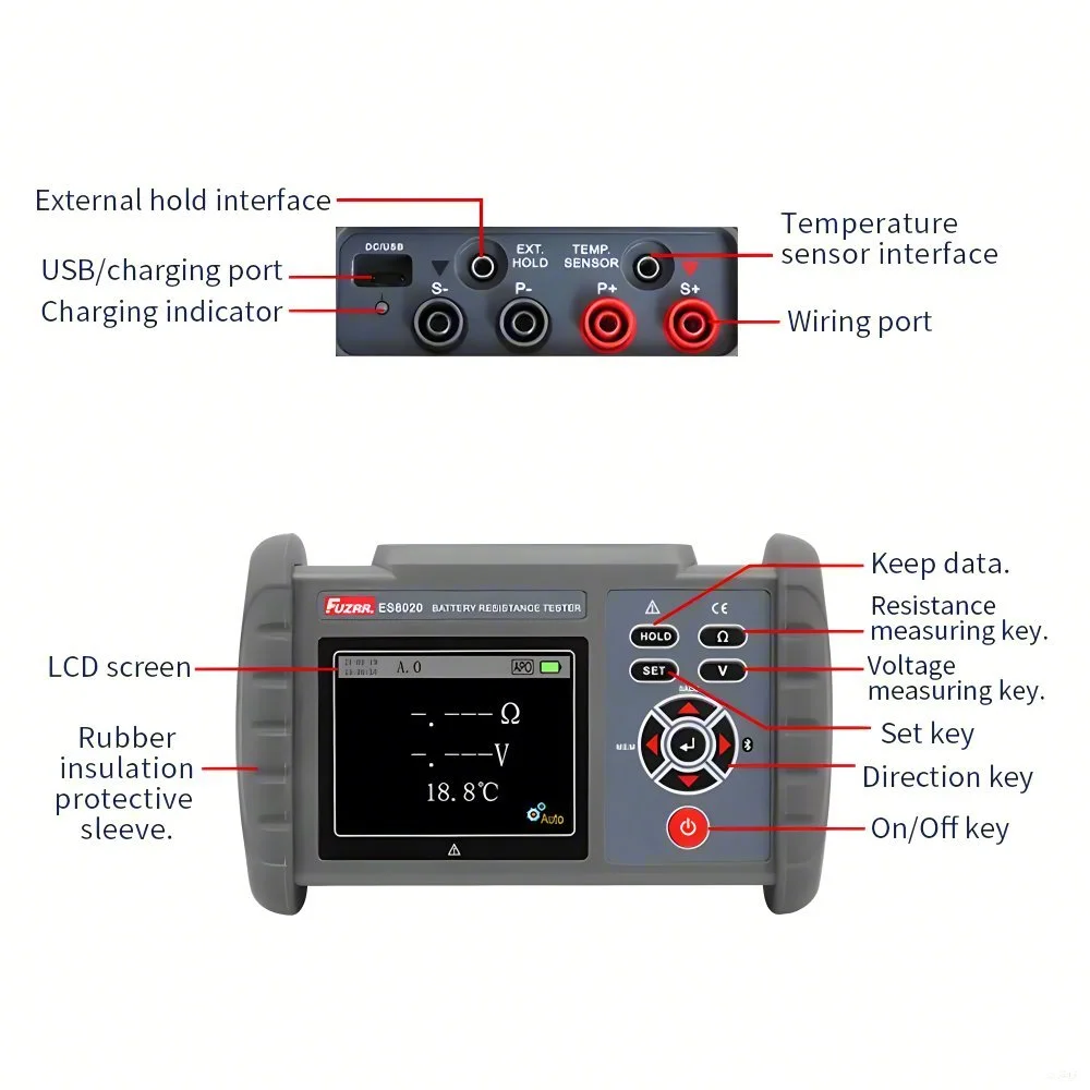 ES8020 batteria al litio al piombo portatile Tester di impedenza interna Storage rilevatore di resistenza interna dispositivo di manutenzione della batteria