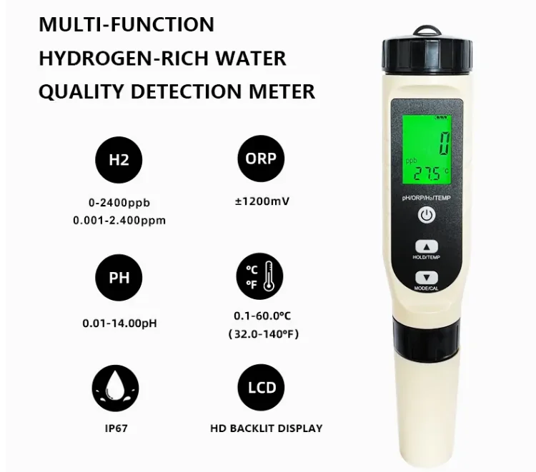 High Accuracy 4 in 1 H2/PH/ORP/TEMP Analysis Meter Water Test Laboratory OEM