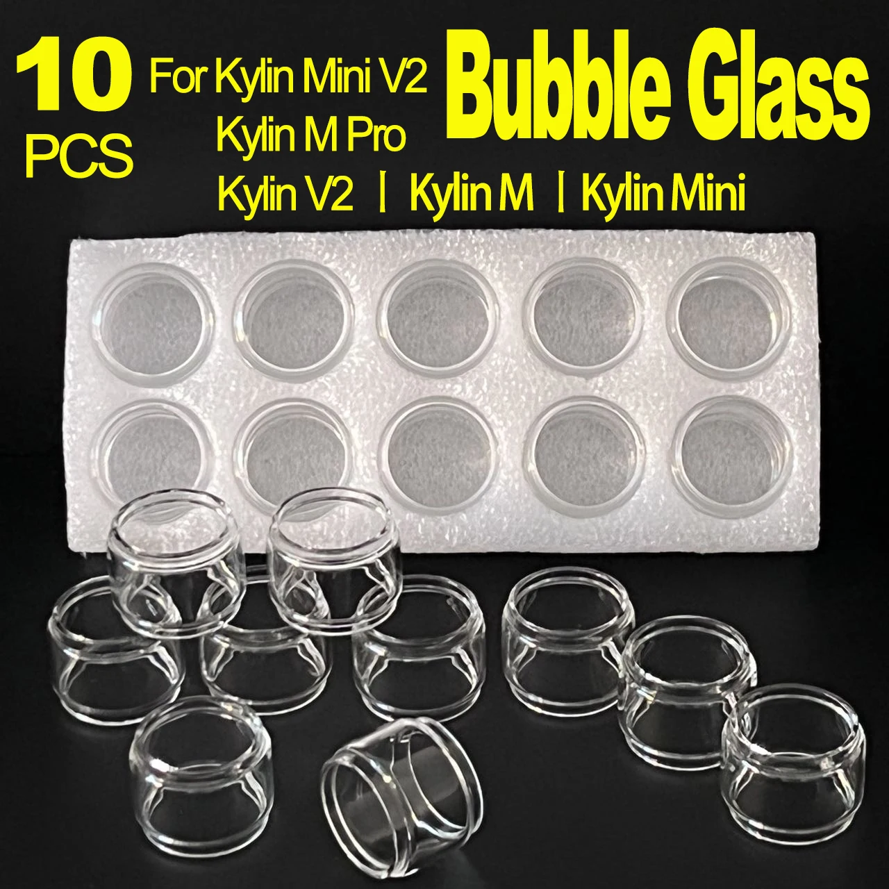 10pcs Replacement Kylin M Pro Perfect Straight Bubble Fat Glass Tube Kylin Mini V2 Transparent Glass Tank Timing Tool