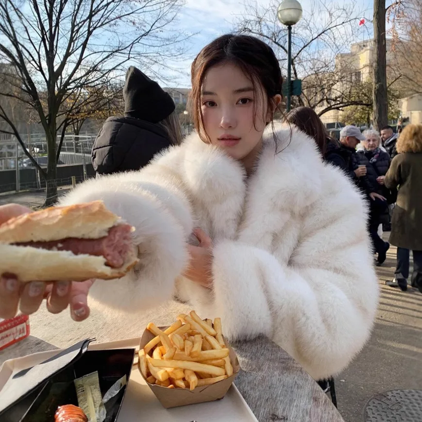 

style stand up collar dyed pointed fox fur jacket environmentally friendly fur top Korean version autumn and winter new