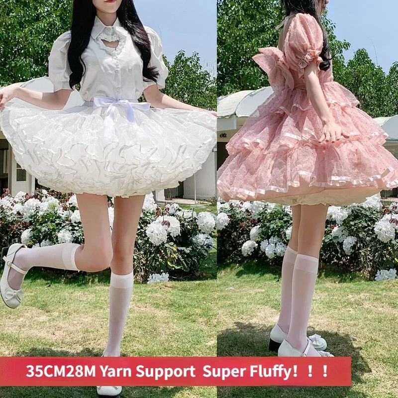 Mehr schicht ige gekräuselte Petticoats für Frauen flauschiger Blasen rock Krinoline Unterrock kein Reifen ohne Knochen Lolita Puffrock Minirock