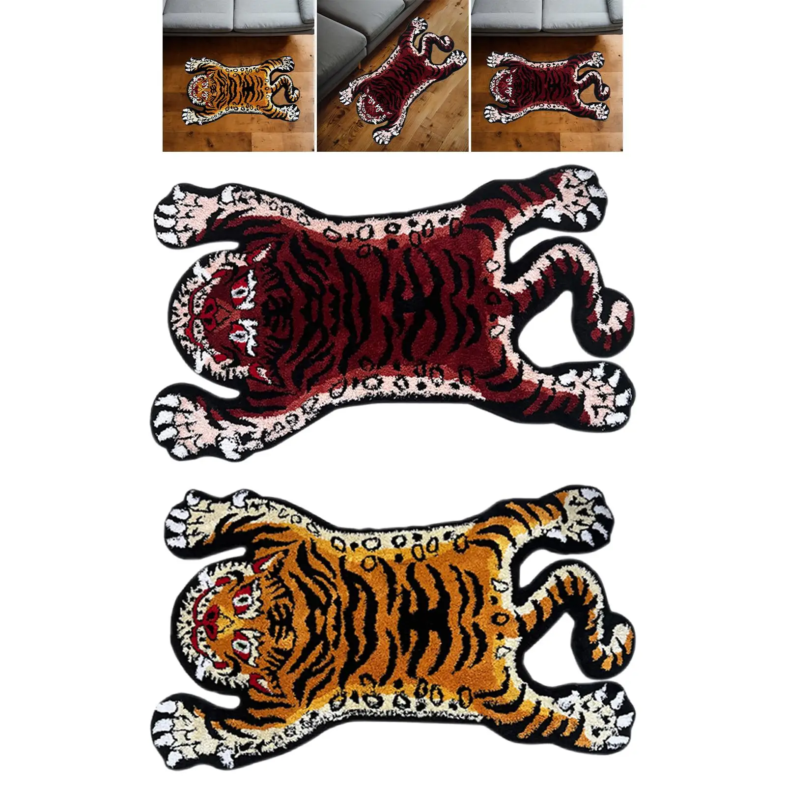 Tiger Rug Tiger Carpet Water Absorption Tufted Bath Mat Area Rug for Kid's Room Playmat Bathroom Living Room Kitchen