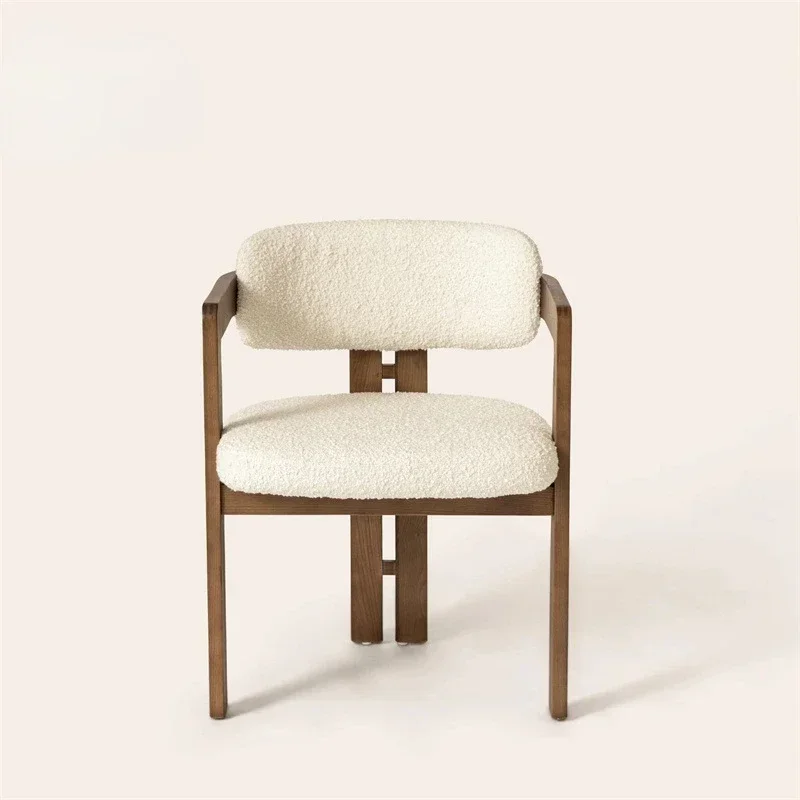 Foshan Furniture Designer Model Room Negotiation Chair Solid Wood Fabric Art Hotel Clubhouse Restaurant Dining Chair Tea