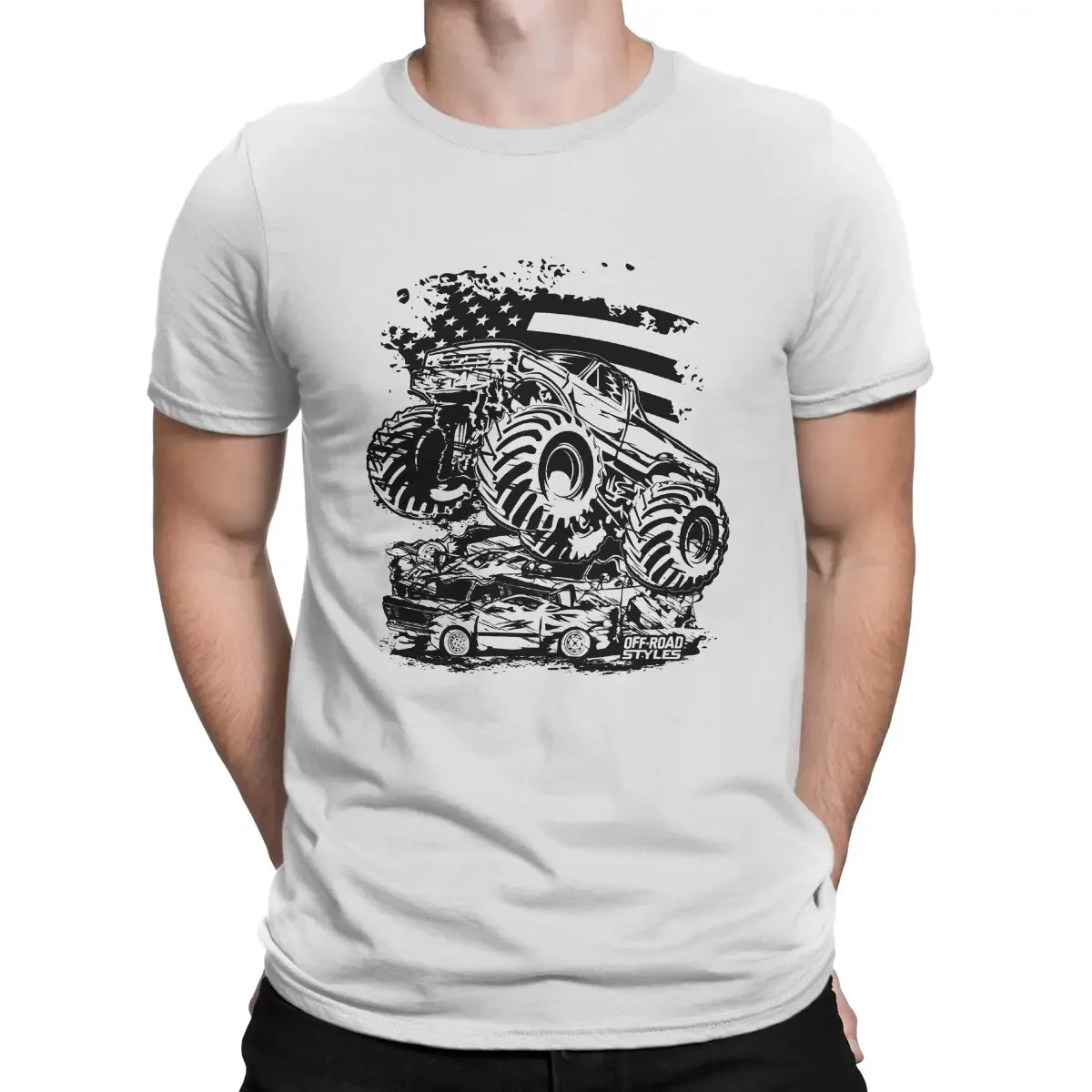 Motor Motocross Bike Racing Newest TShirt for Men USA Monster Truck Round Neck Basic T Shirt Hip Hop Gift Clothes Streetwear