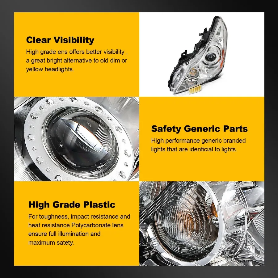 Left Side Halogon Headlight w/Projector For INFINITI For G37 For G25 2010-2013