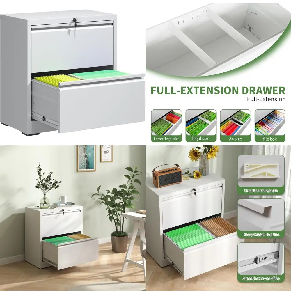 

Secure 2-Drawer Lateral File Cabinet for Home Office, Storage Cabinet with Lock, Suitable for Letter, Legal, F4, and A4 Hanging