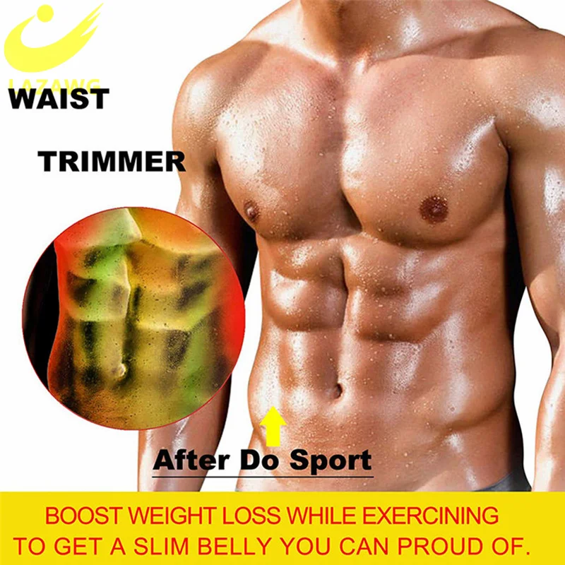 LAZAWG Mens Waist Trainer Neoprene Body Shaper Sauna Sweat  Belly Slimming Corsets Burner Workout Stomach Fitness Trimmer Belt