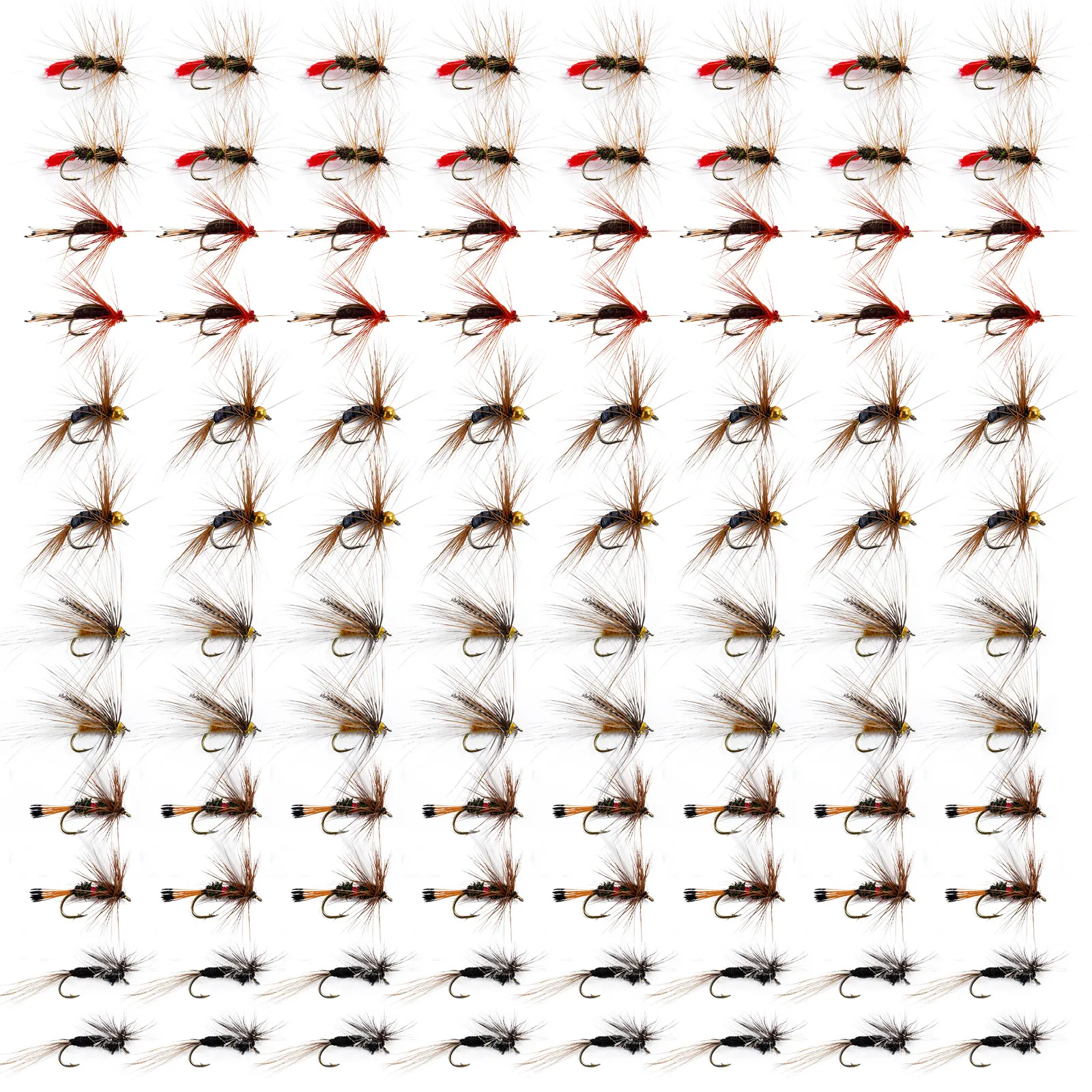 Goture Fly Fishing Flies Kit 25/48/96/150pcs Dry Flies Wet Bait Streamers Nymphs for Fly Fishing Trout Flies Fly Lure