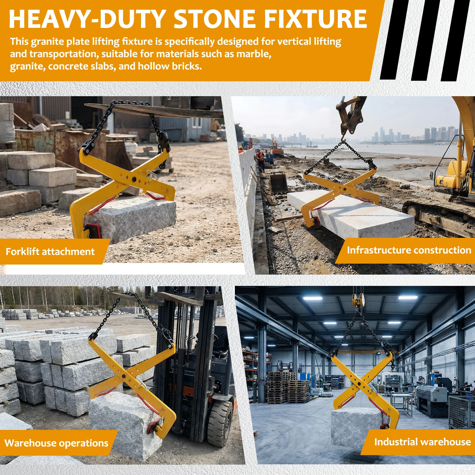 

Granite slab lifting clamps (Yellow)