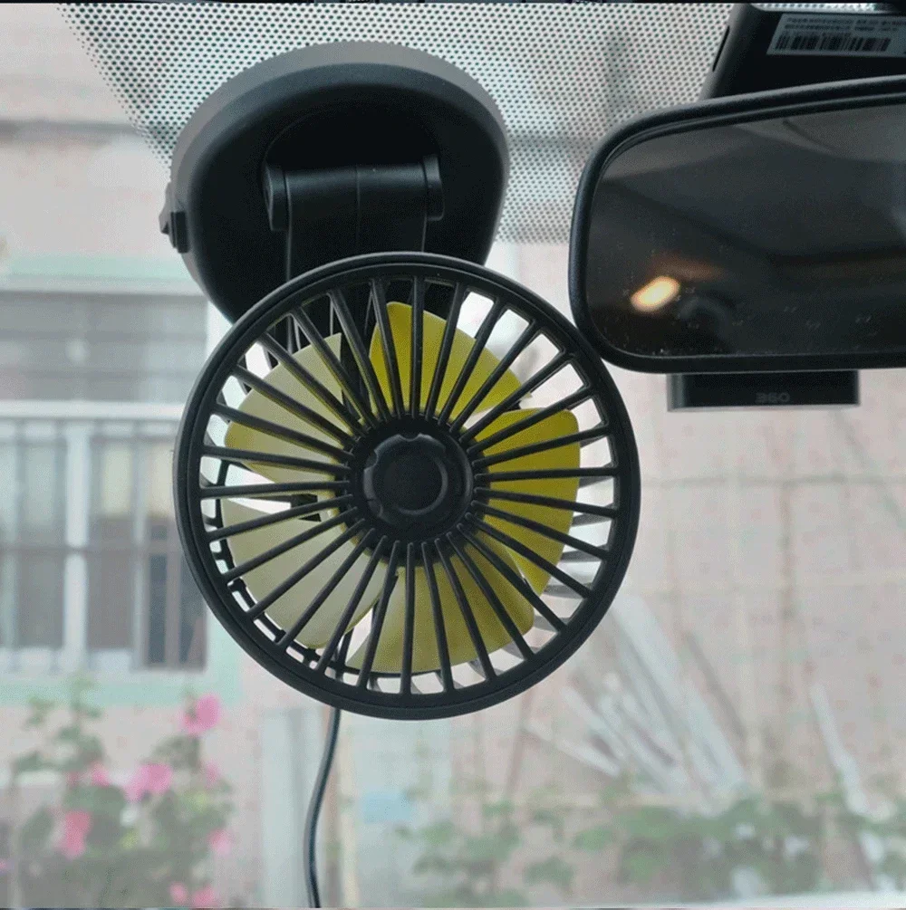 EAFC Mini Car Air Cooling Single Head Fan12V-24V 5V USB Powered 360 Degree Omni-directional Rotating Air Cooling Fan Accessories
