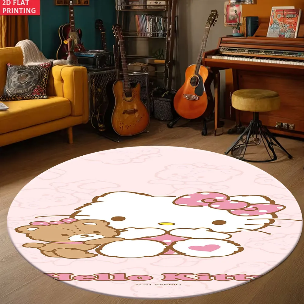 

Круглый коврик Hello Kitty, милый мультяшный нескользящий напольный коврик для спальни, гостиной, декора детской комнаты