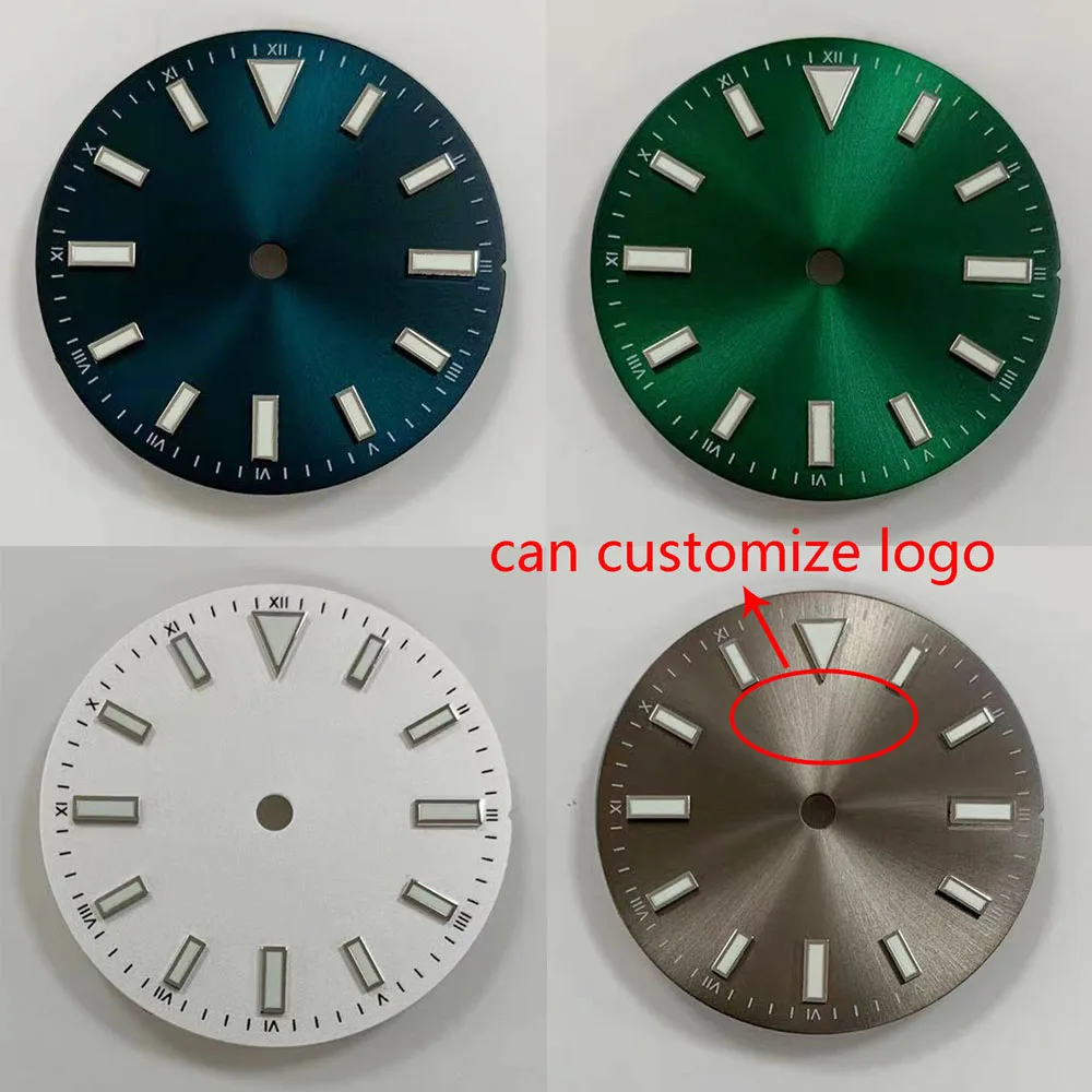 28.5 مللي متر NH35 الطلب السماء الزرقاء الفضة رمادي أمة الله الهاتفي nh35 لليابانية NH35 حركة ميكانيكية أوتوماتيكية watchmod تخصيص الشعار