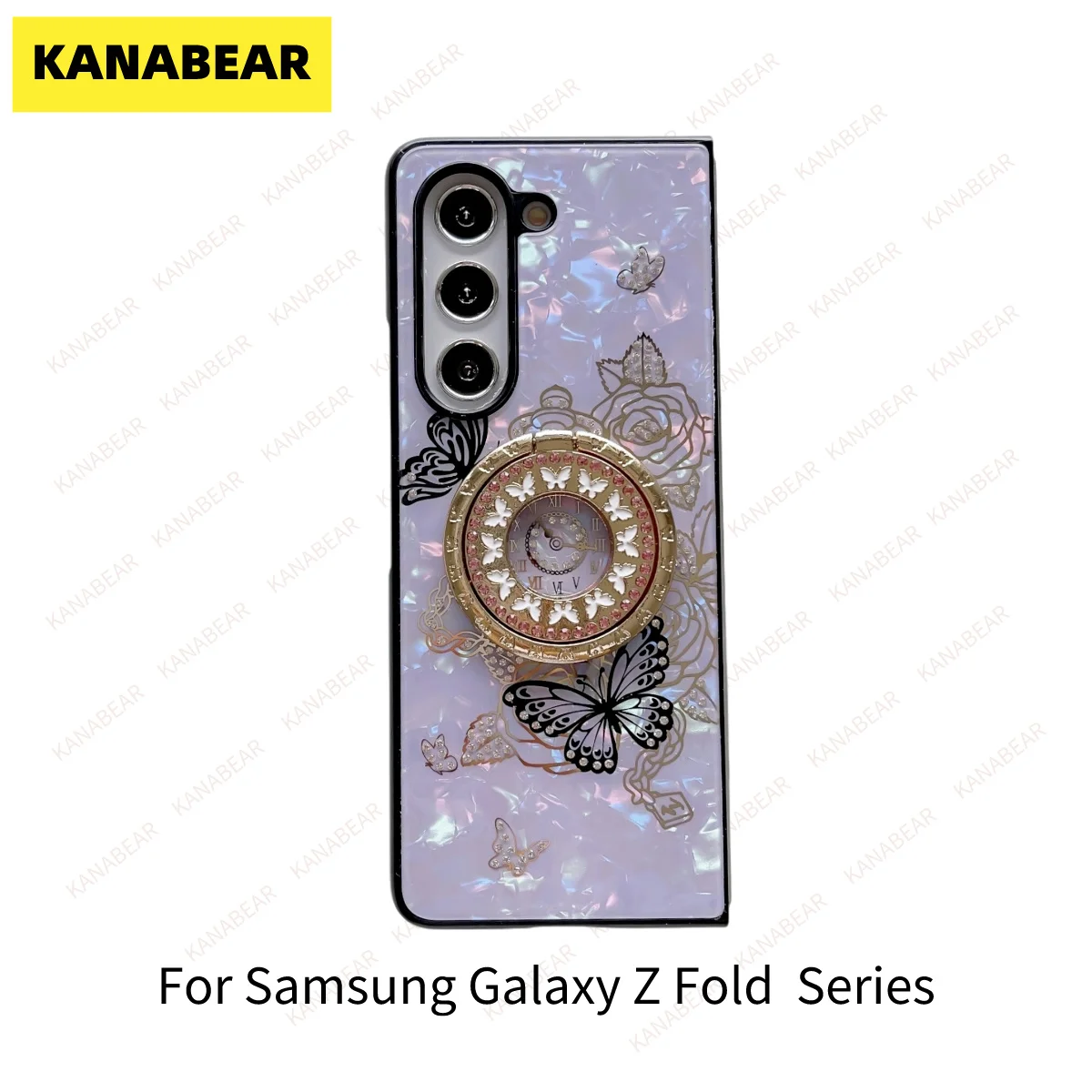 

KANABEAR suitable for Samsung Galaxy Z Fold 5 4 Fold 3 5G shock-absorbing cover Fundas luxury butterfly ring holder phone case