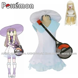 Anime Sun Moon Lillie Cosplay Dress with Hat and Bag Cosplay Costume Wig Custom size Any Size