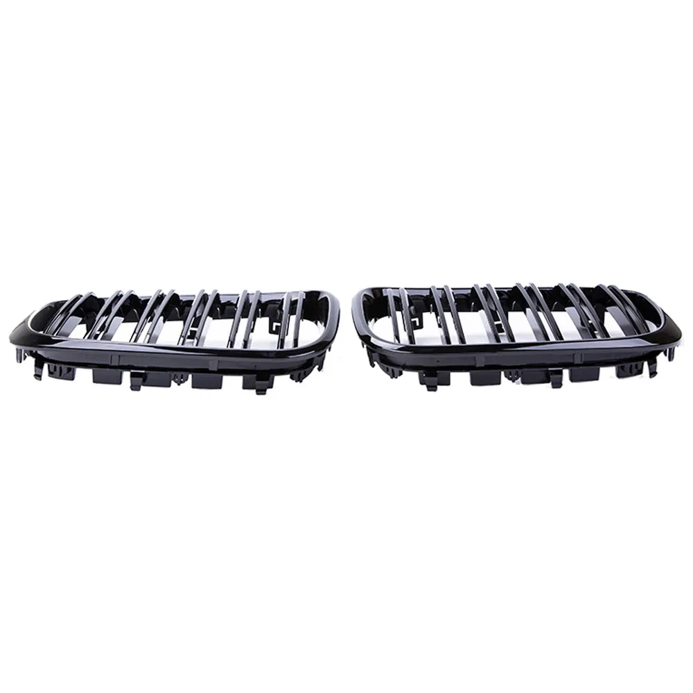 

For BMW X3 X4 G01 G02 G05 G06 G07 G12 2017+ Double Slat Line Grille 1 Pair Car Front Hood Kidney Grille Gloss Black Racing