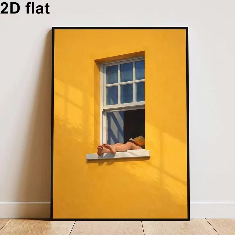Modern Relaxing Summer Reading By Window With Yellow Wall Art Print Canvas Painting Poster Picture For Bedroom Home Decor image 4