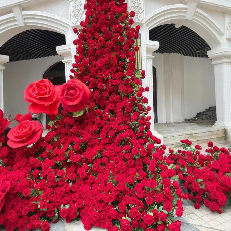 

Simulation rose waterfall decoration rose wall fake flower wedding arrangement waterfall wall