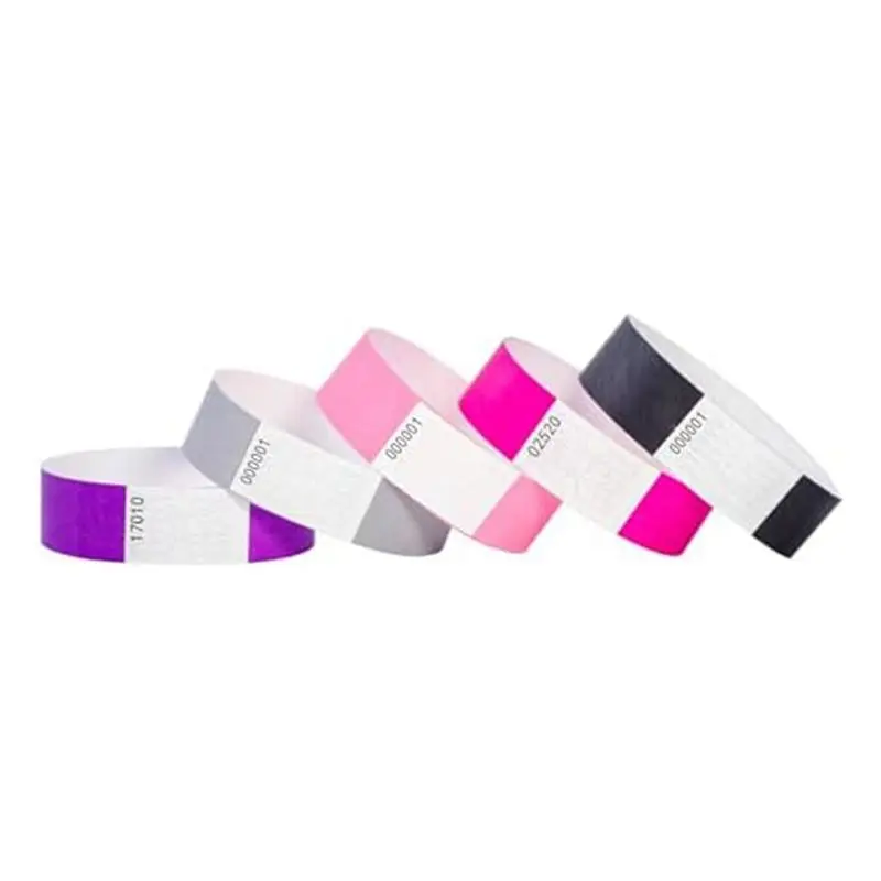 

B29C-5 Color Tyvek Wristbands For Events - 500 Count Tear Resistant Waterproof ID Bands Durable Easy Install A
