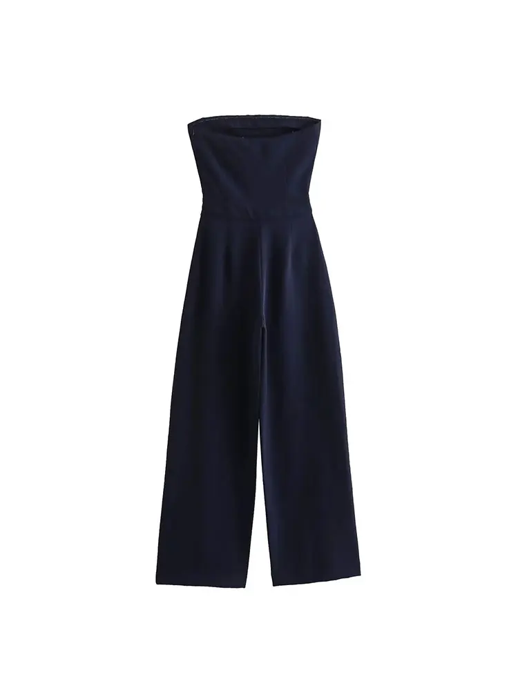 TRAF 2023 Elegant Woman Sexy Backless Sleeveless Wide Leg Jumpsuits Women\'s Casual Slim Streetwear Jumpsuits