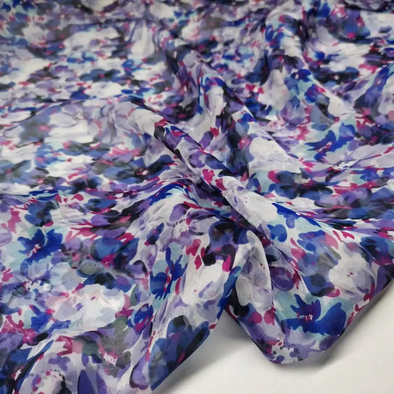 Pure Silk 100% Fabric On Sale Bohemian Floral Chiffon Style Width 135cm Soft 6mm Dress Scarf Material