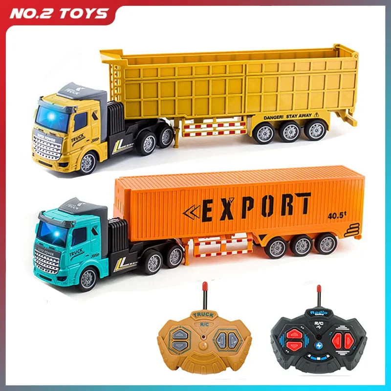 1/48 RC Container Truck Toy Kids Wireless Remote Control Heavy-duty Transport Truck Semi-trailer Tanker Dump Truck Car Model Toy
