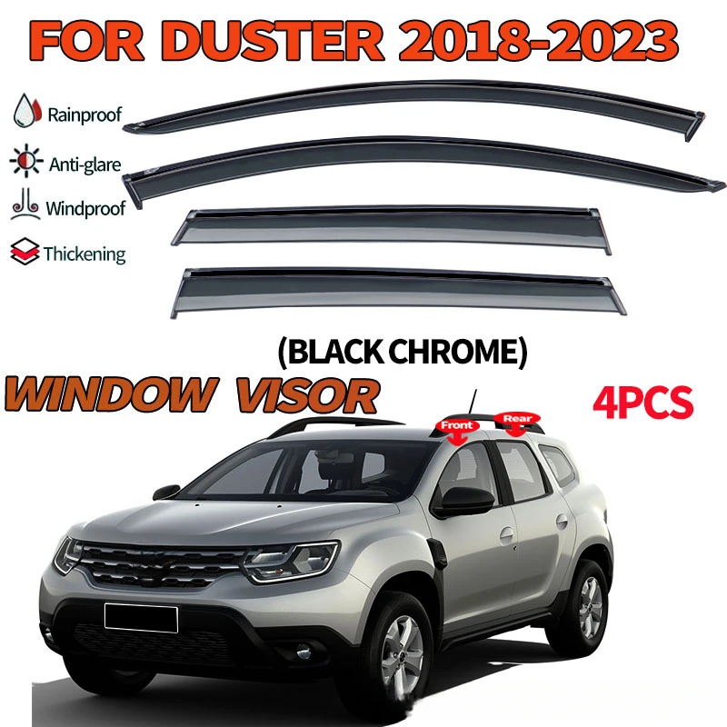 Thickening Two Design Side Window Visor Deflector For Duster 2018 2019 2020 2021 2022 2023 Weather Shield Visor Sun Rain Guard