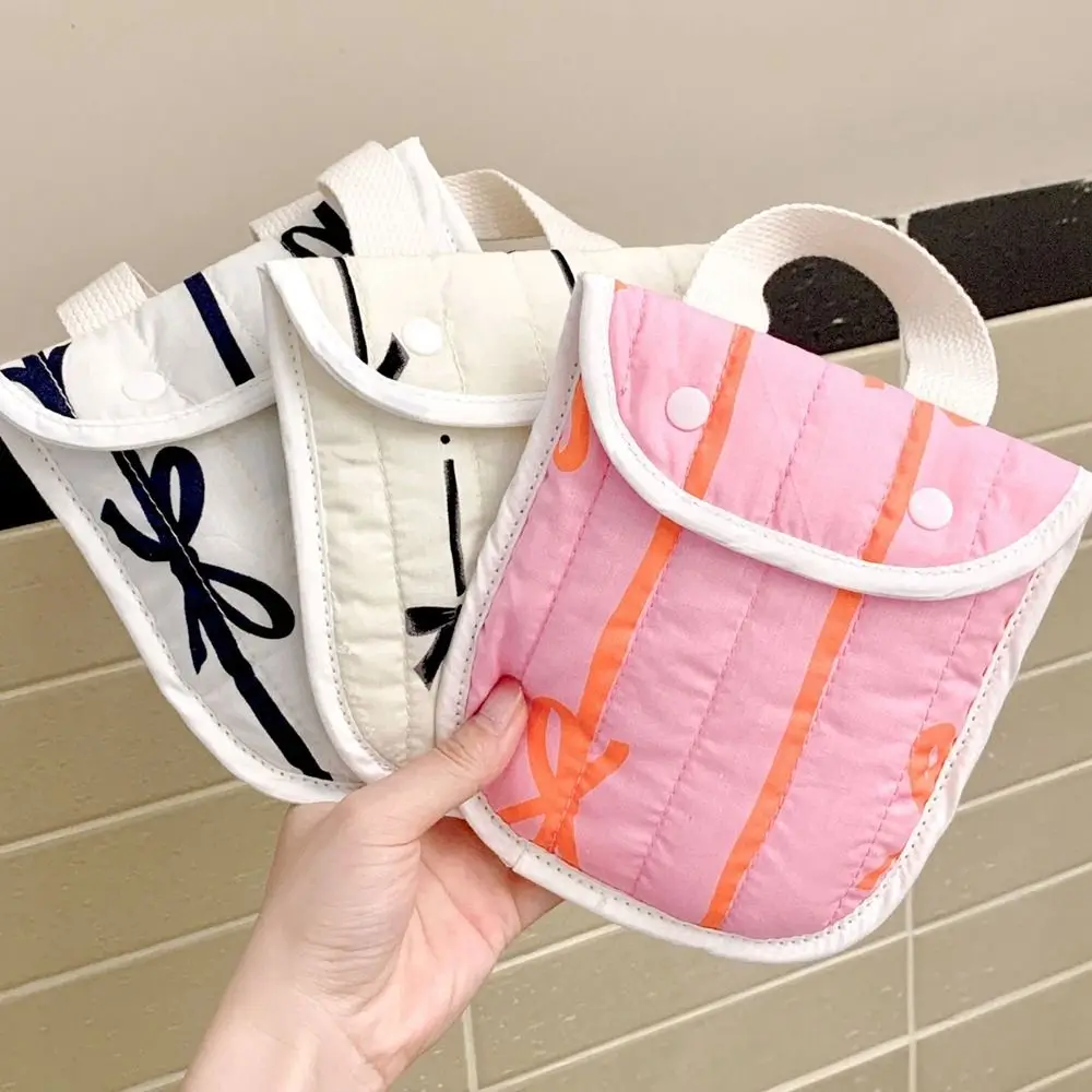 Multifunctional Portable Small Bow Coin Purse Stripe Bowknot Sanitary Napkin Storage Bag Soft Pad Pouch Cosmetic Ba Earphone