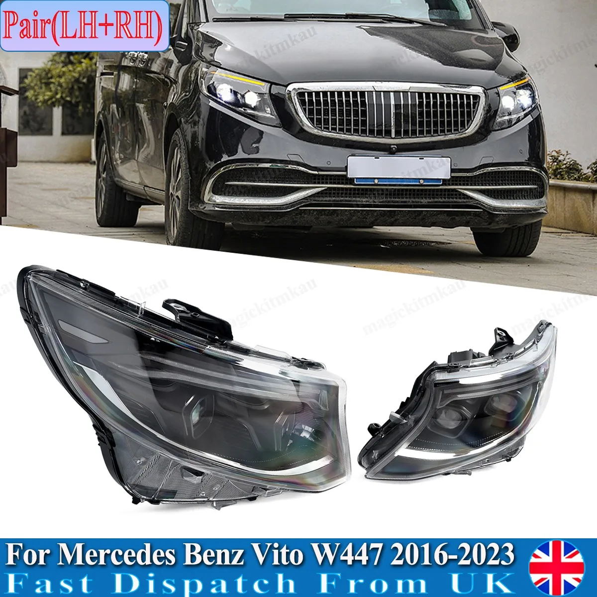 

Светодиодные проекционные фары для Mercedes Benz Vito W447 2016-2023, обновление до модели 2024 года, комплект фар в сборе