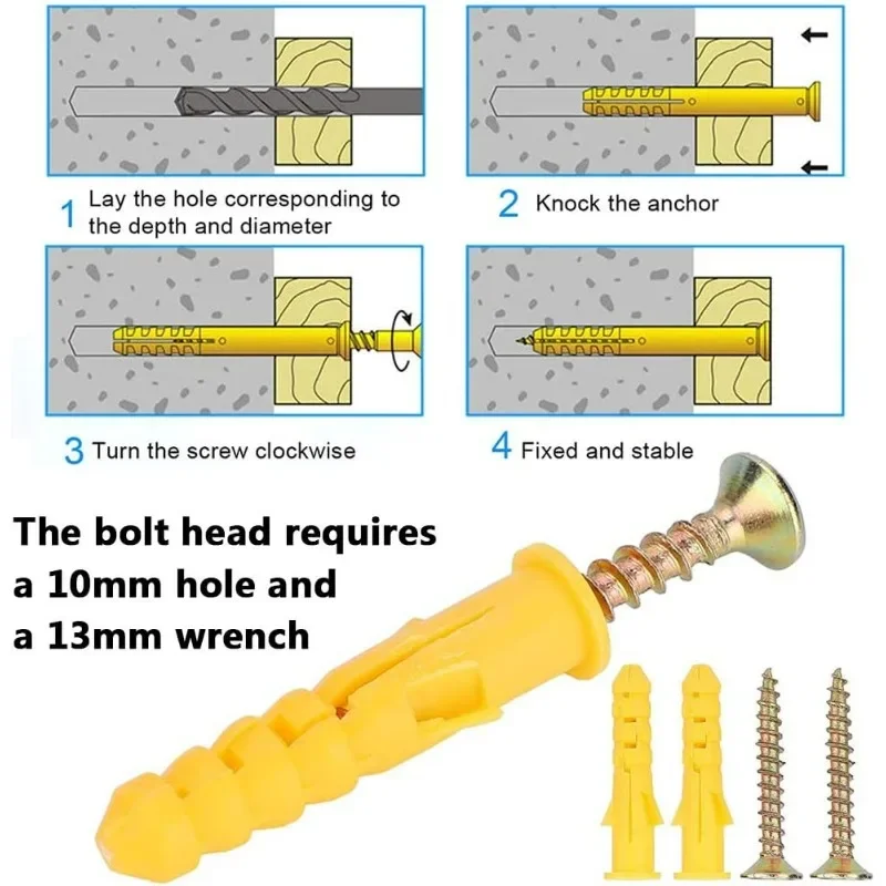50/100PCS Yellow Fish Expansion Screw Accessories, Cross Hardware Fastener Screws, Concrete Wall Anchors, Bolt Wholesale view 3