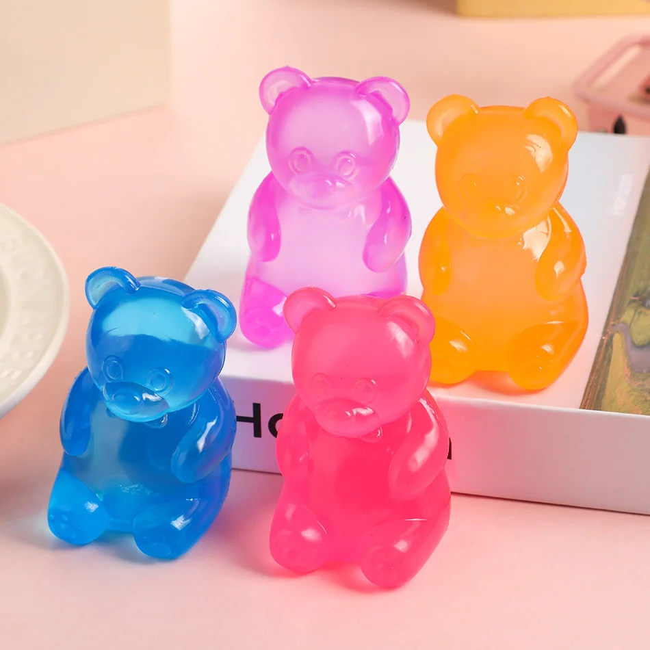 Squishy Gummy Bear Toy Colorful Stretchable Squeeze Toy Anxiety Vent Hand Toy Funny Kids Adults Party Gift Decompression Game