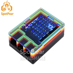 Raspberry Pi 5 Colorful Rainbow Acrylic Case Pi5 Case Compatible with Official Heatsink Fan