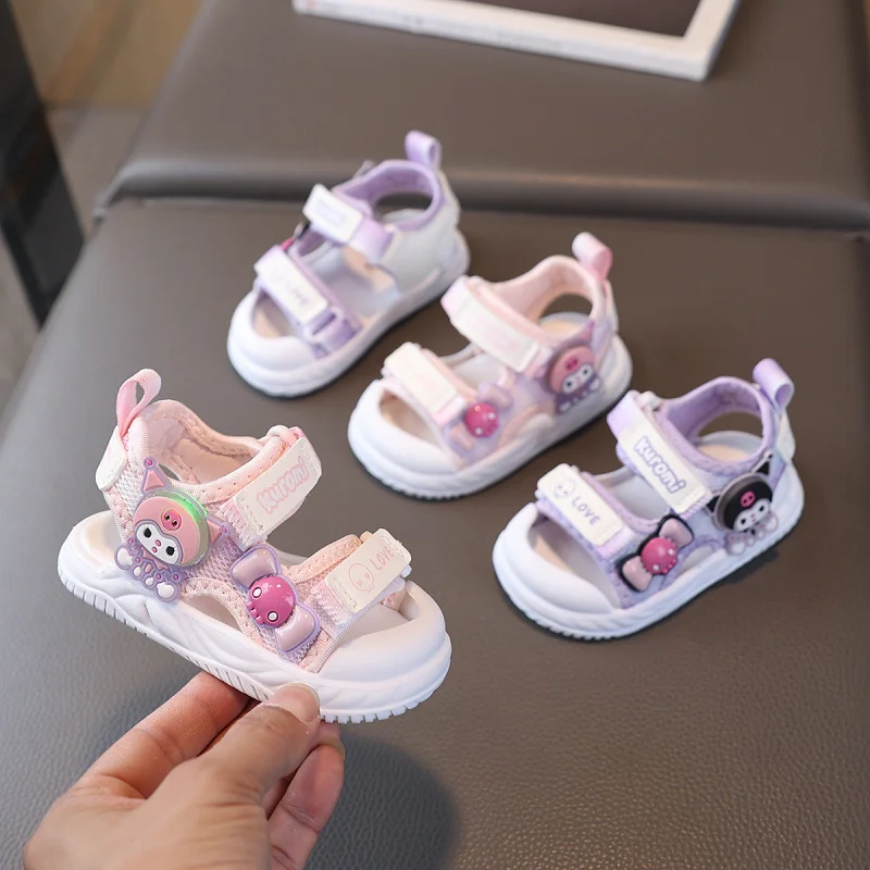 

Disney Kids Sandals 2-12 Cartoon Greenish Pink Soft Boys Girls Beach Shoes Casual Non-slip Kids Baby Sports Sandals