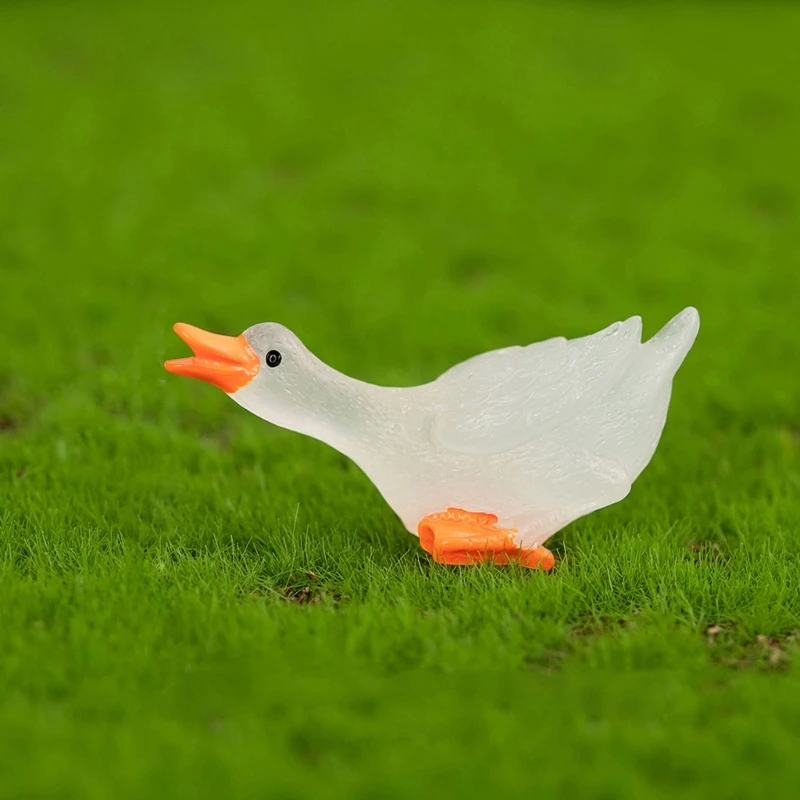 3pcs Miniature Resin White Gooses Figurine Mini Animal Resin Statues Ornaments for Home Garden Lawn Decoration