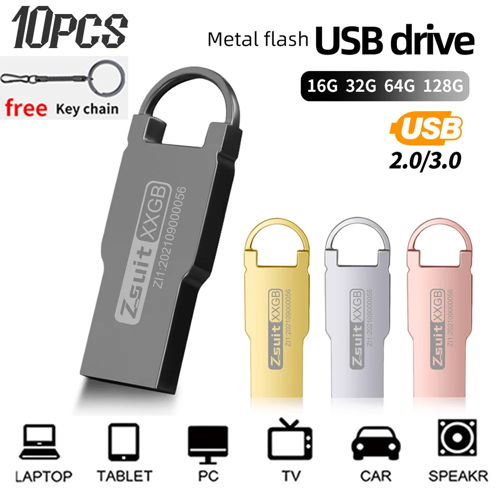 Zsuit 10 stks/partij USB Stick Mini Pen Drive 8G USB Flash Drives 128GB Pendrive 64gb 32gb Metalen Schijf USB Aangepast Logo USB Flash Stick